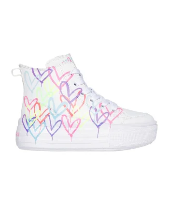 Pantofi sport high-top de piele ecologica Street, Alb/Multicolor