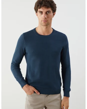 Pulover regular-fit cu model uni, Albastru indigo