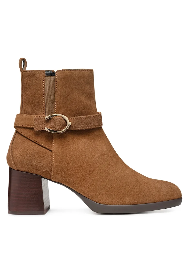 Botine cu toc dama  piele naturala, maro,