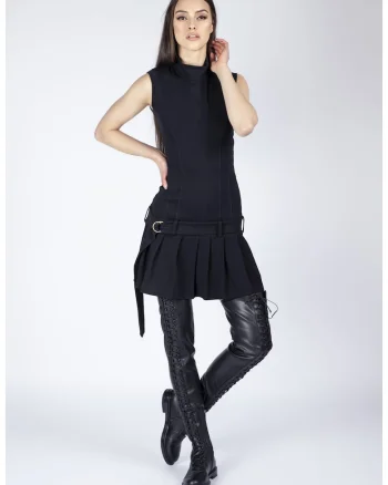 Rochie mini din bumbac cu pliseuri