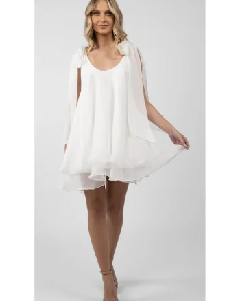 Rochie mini cu esarfe, Alb