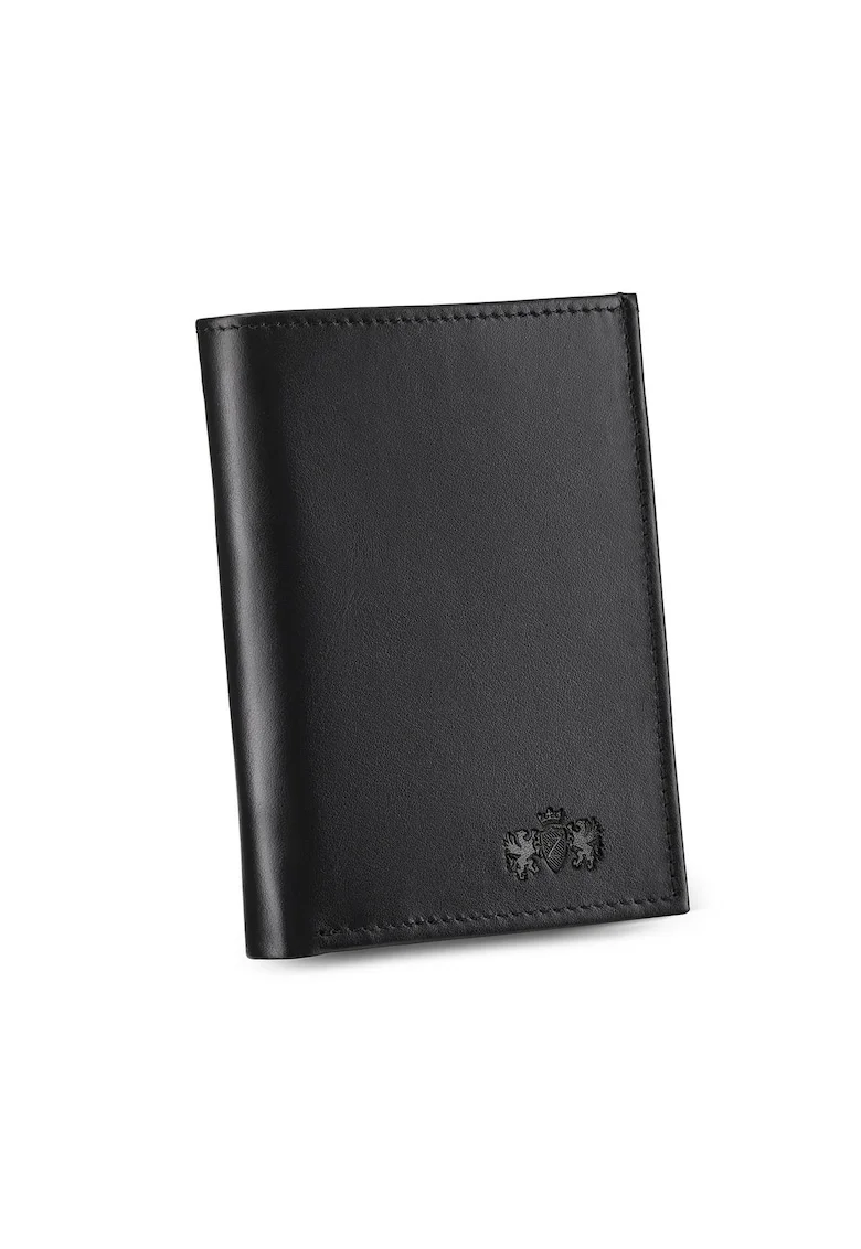 Portofel barbati, ®, ZG-N051-W, Sienna, Piele naturala, 12 x 8.6 x 1.5 cm, Negru