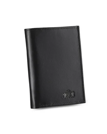 Portofel barbati, ®, ZG-N051-W, Sienna, Piele naturala, 12 x 8.6 x 1.5 cm, Negru