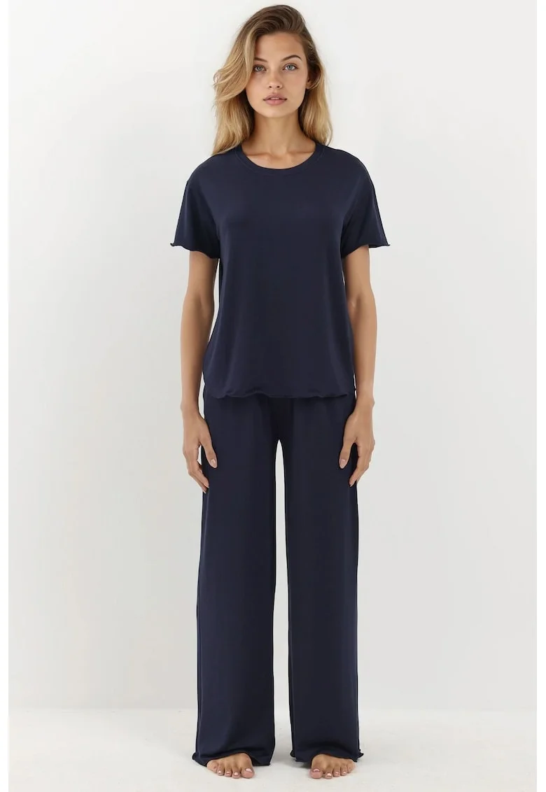 Set pijamale dama  Relax Fit, moale, bleumarin, jerseu