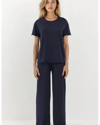 Set pijamale dama  Relax Fit, moale, bleumarin, jerseu