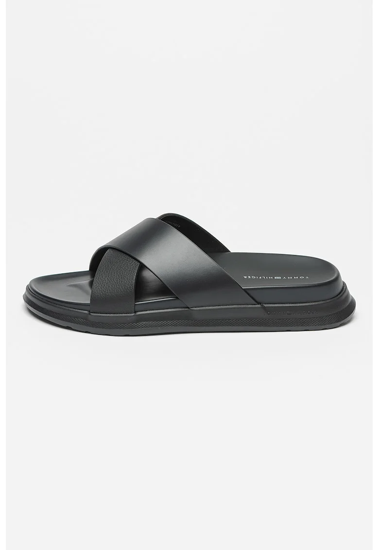 Papuci din piele Density, Negru