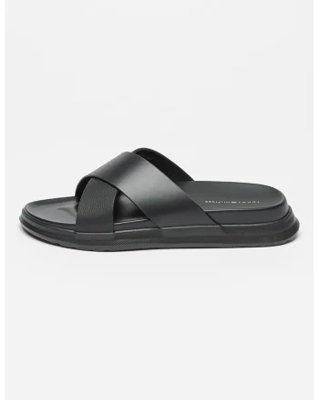 Papuci din piele Density, Negru