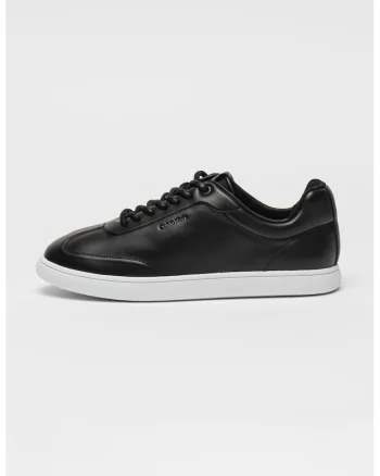 Pantofi sport din piele cu detaliu logo, Negru stins