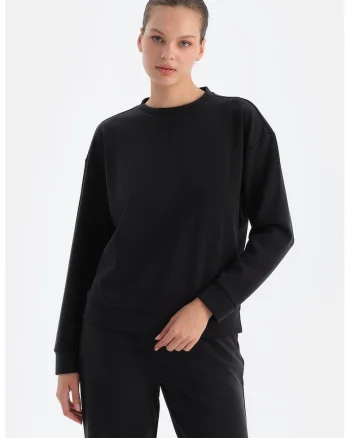 Bluza de trening lejera din amestec de modal, Negru