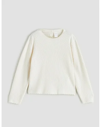 Bluza striata cu maneci lungi, Alb