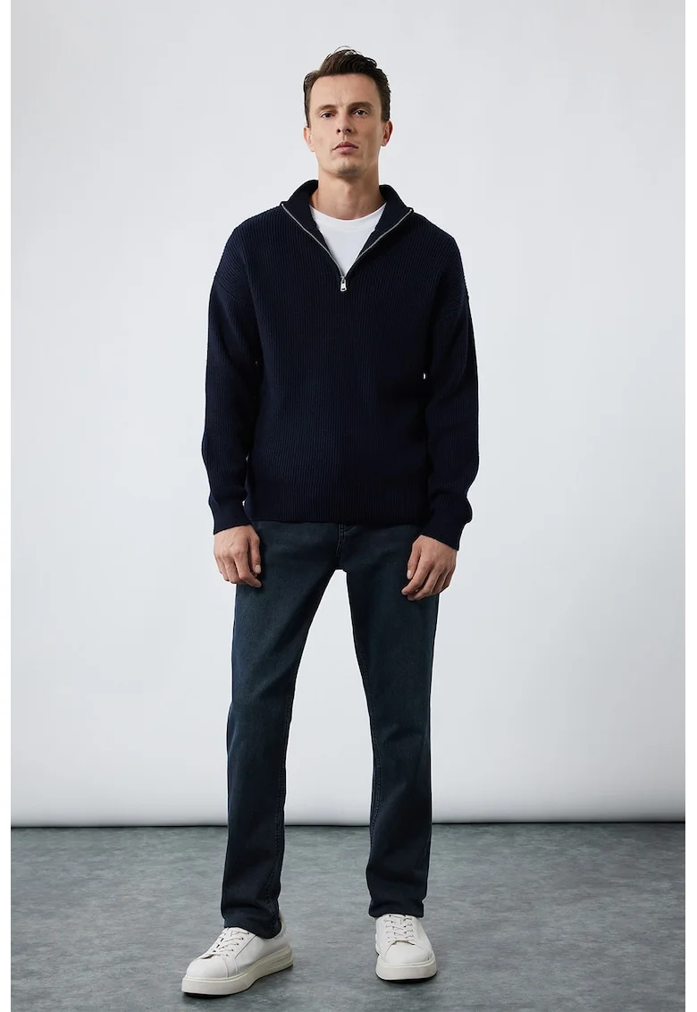 Blugi relaxed fit cu talie medie, Gri inchis