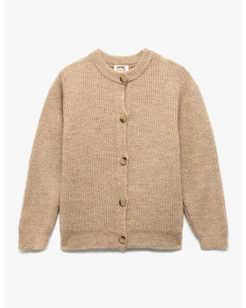 Cardigan tricotat cu nasturi, Maro deschis melange