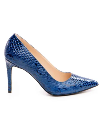 Pantofi dama  model 1206 piele animal print albastru, Albastru