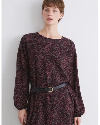 Bluza lejera cu imprimeu, Visiniu/Negru