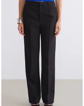 Pantaloni conici cu tali inalta, Negru