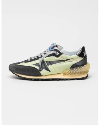 Pantofi sport Marathon din material textil cu insertii din piele, Verde deschis/Gri inchis