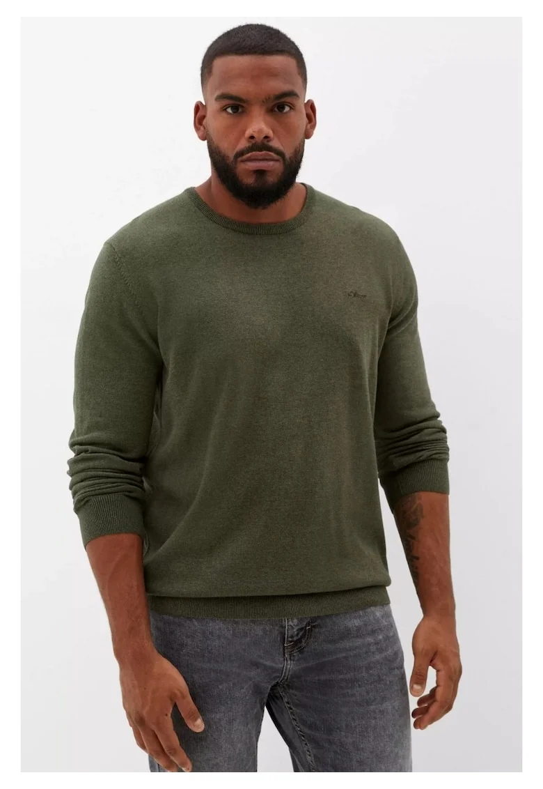 Big Sizes Pulover barbati big sizes, cu decolteu la baza gatului, Verde inchis