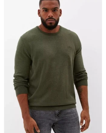 Big Sizes Pulover barbati big sizes, cu decolteu la baza gatului, Verde inchis