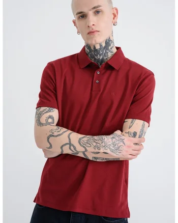 Tricou polo din bumbac cu monograma brodata discreta