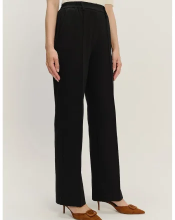 Pantaloni drepti din amestec de modal, Negru