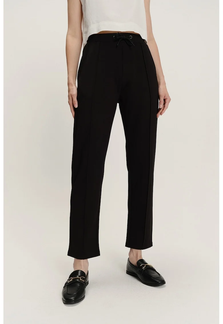 Pantaloni din amestec de modal cu talie ajustabila, Negru