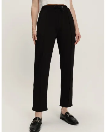 Pantaloni din amestec de modal cu talie ajustabila, Negru