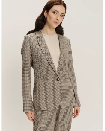 Sacou slim-fit cu model uni, Negru/Bej