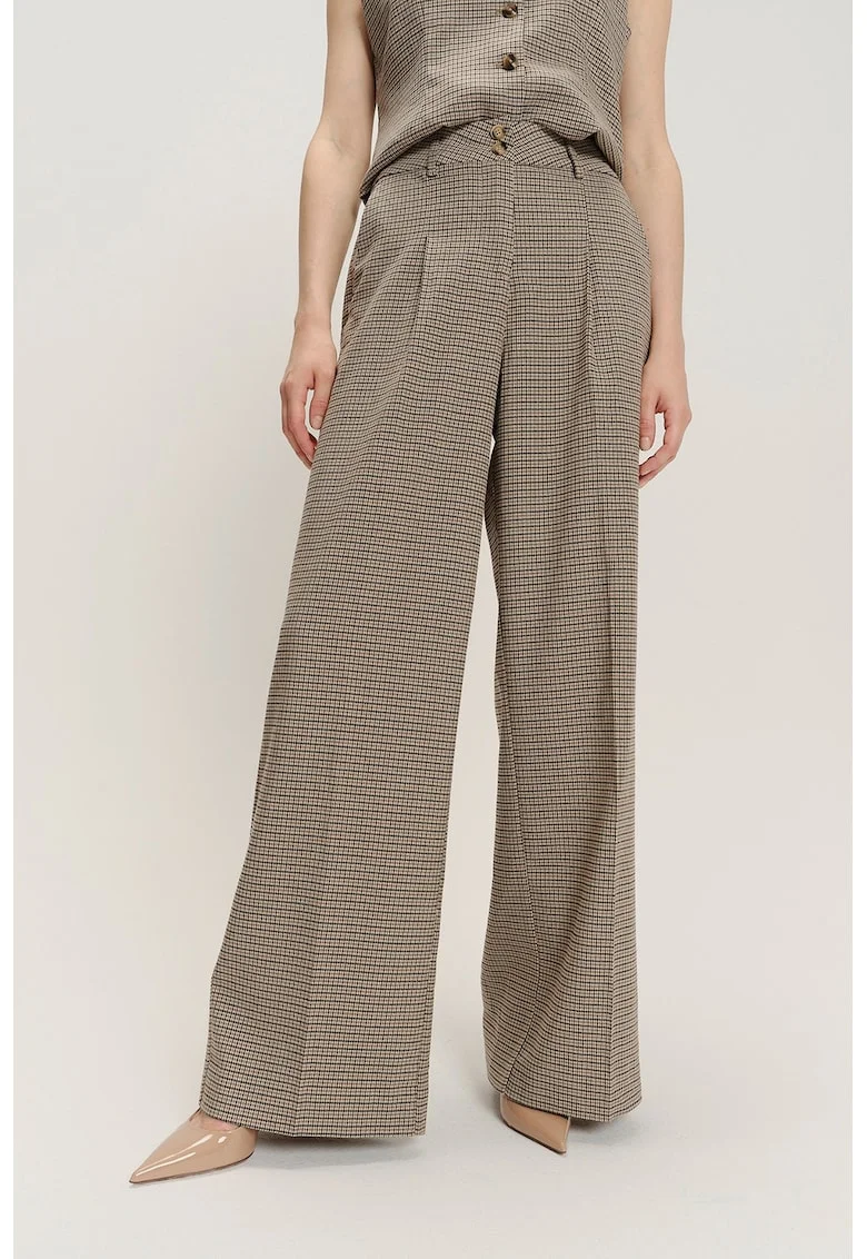 Pantaloni din amestec de modal cu croiala ampla, Negru/Maro/Bej