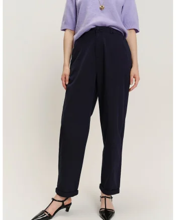 Pantaloni uni din amestec de modal, Albastru ultramarin
