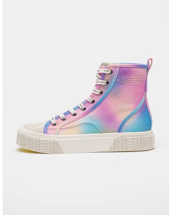 Tenisi mid-high cu logo pe talpa, Albastru pastel/Roz pastel/Lila