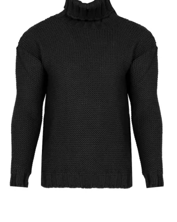 Pulover uni cu guler inalt, Negru