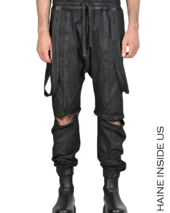 ,Pantaloni drepți cu buzunare laterale LH, Negru