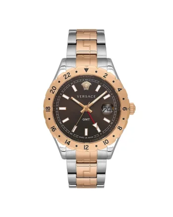 Ceas barbatesc  model V11040015, 42mm, curea metalizata aurie, cadran maro
