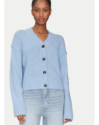 Cardigan dama,  305138323, Lana, Albastru, Albastru