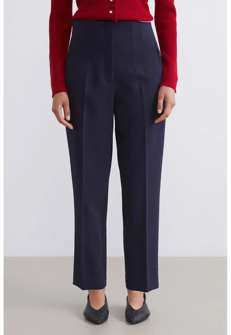 Pantaloni conici cu talie inalta, Albastru ultramarin