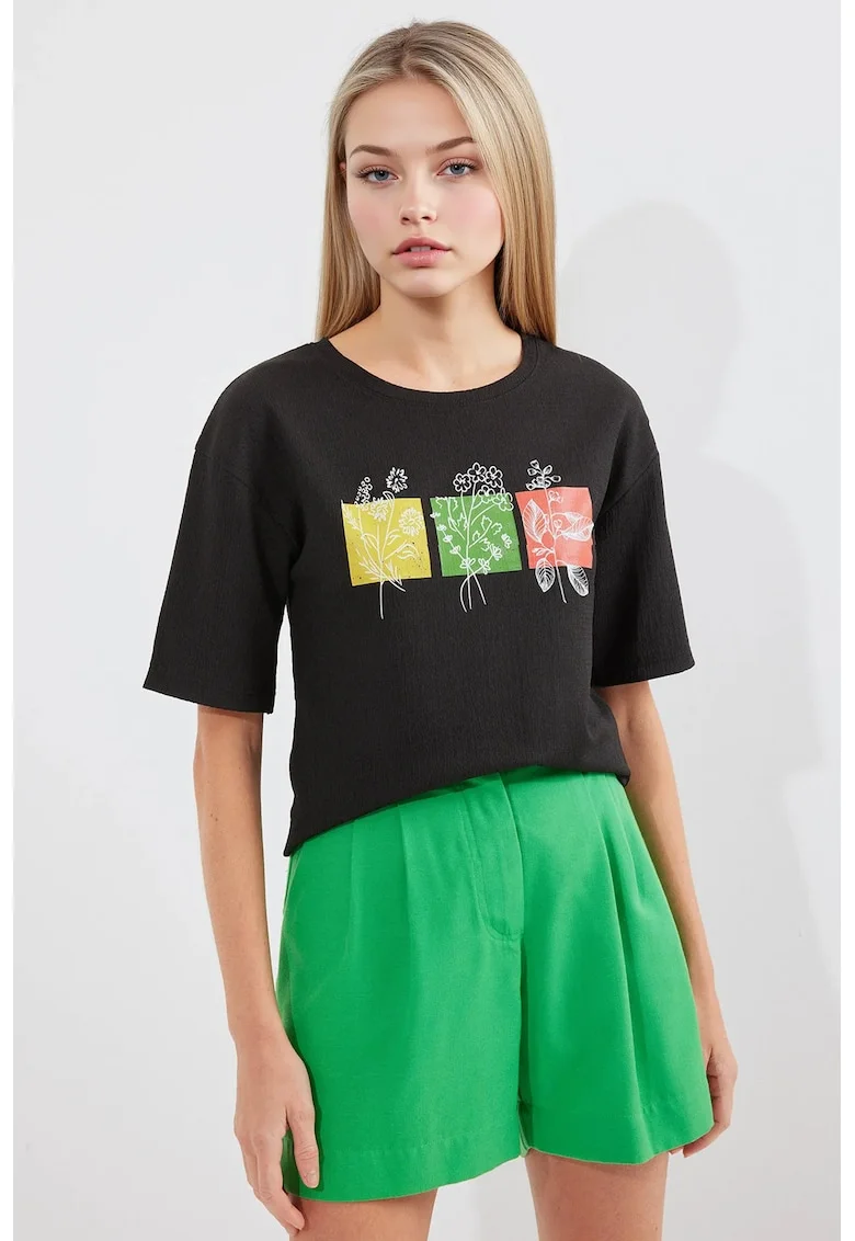 Tricou HiCCUP cu imprimeu, Negru