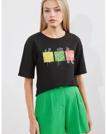 Tricou HiCCUP cu imprimeu, Negru