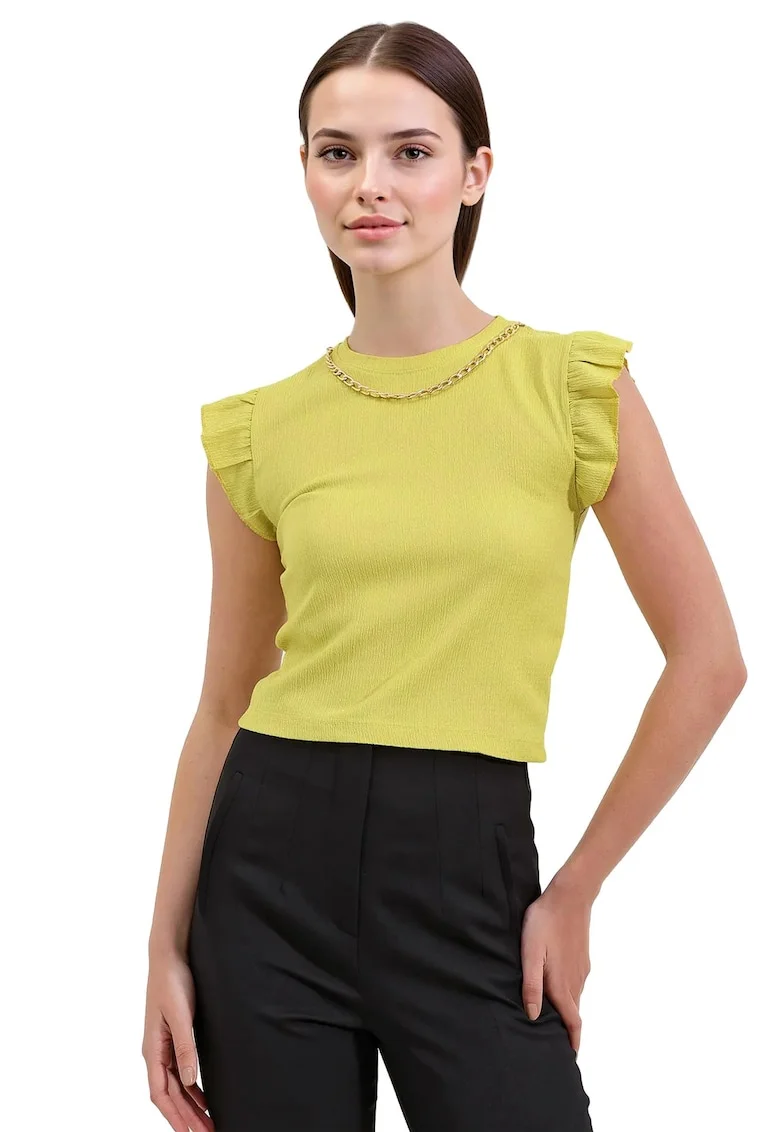 Top dama,  Poliester/Lycra, Galben