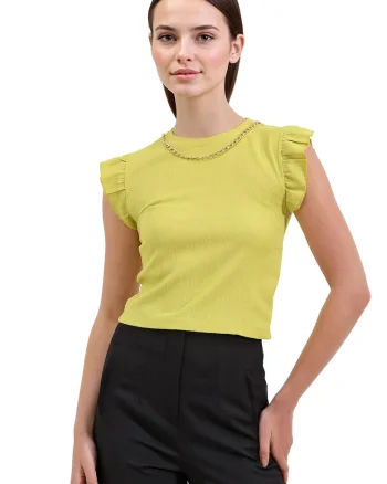 Top dama,  Poliester/Lycra, Galben