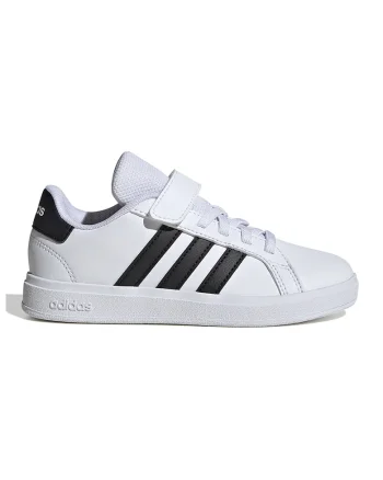 Pantofi sport cu inchidere velcro Grand Court 2.0, Negru/Alb optic