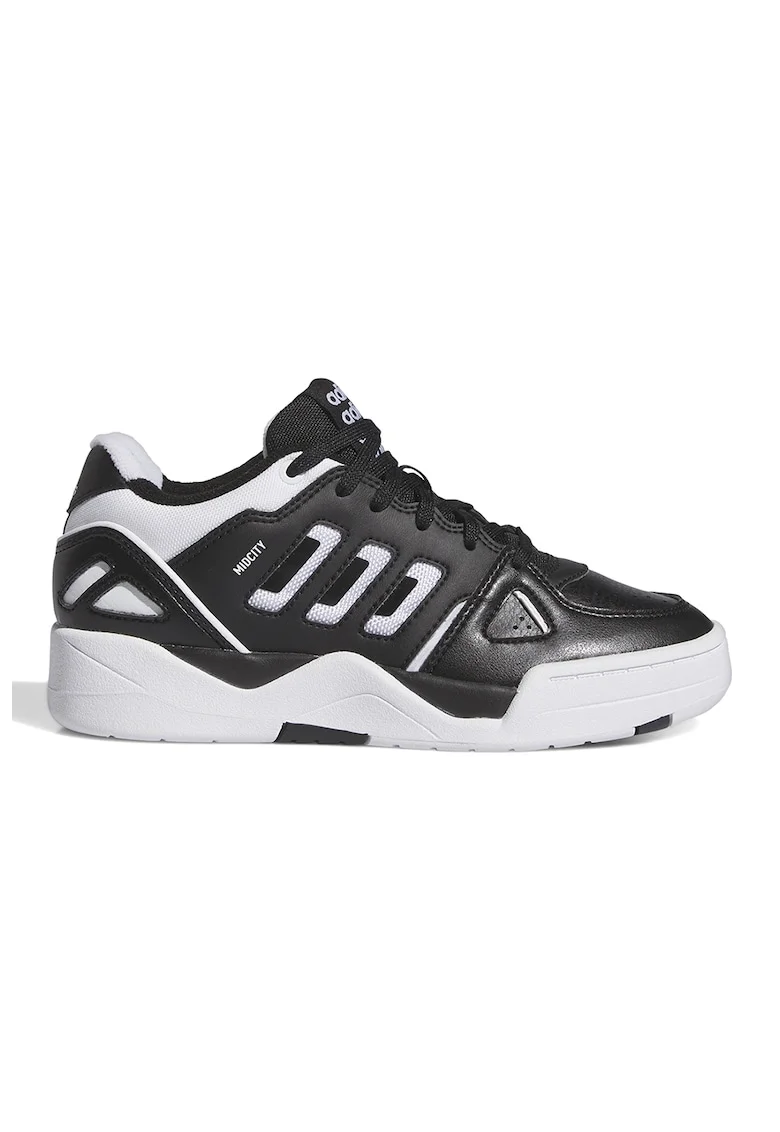 Pantofi sport de piele ecologica Midcity, Alb/Negru