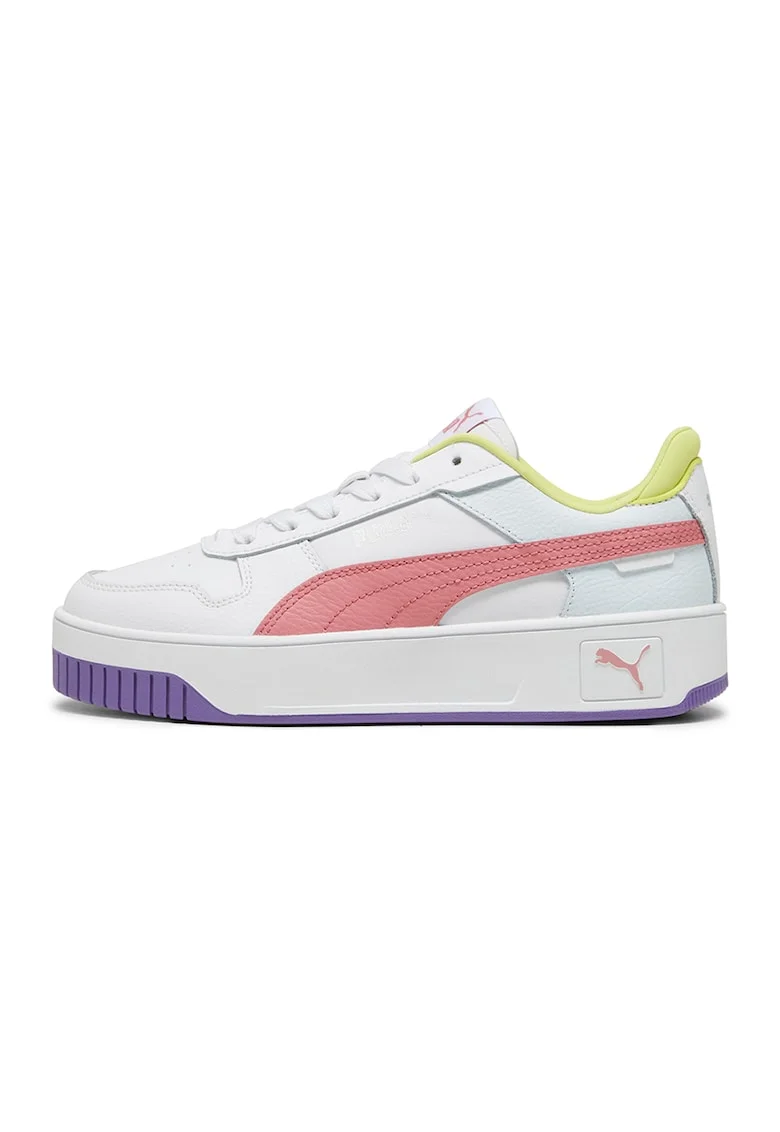 Pantofi sport Carina Street Jr. de piele si piele ecologica, Alb/Coral