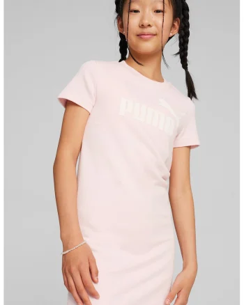 Rochie-tricou cu imprimeu logo ESS+, Roz pal
