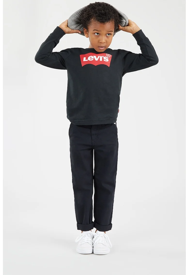 Bluza din bumbac cu imprimeu logo, Negru/Alb optic/Rosu vermillion
