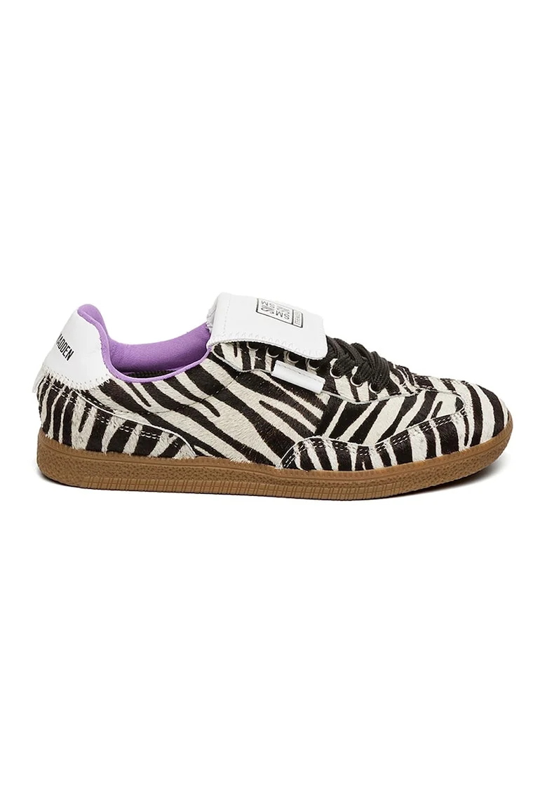 Pantofi sport de piele ecologica cu par scurt Ethora-L, Alb/Negru