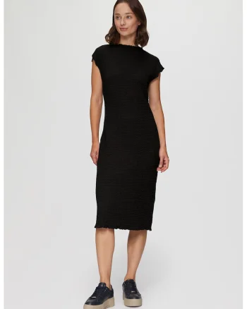 Rochie midi cu decolteu rotund, Negru