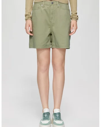 Blugi scurti relaxed fit, Verde pal