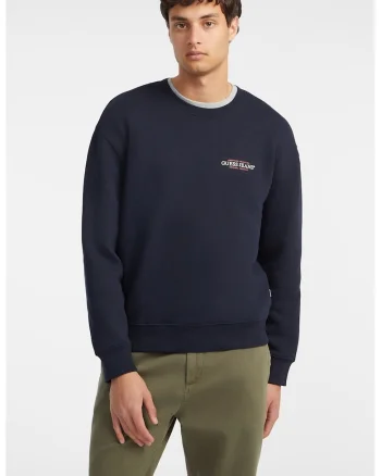Bluza de trening cu imprimeu pe piept, Bleumarin