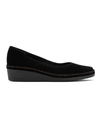 Pantofi wedge de piele Sofia, Negru stins