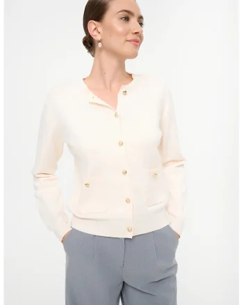 Cardigan cu nasturi si buzunare, Bej deschis